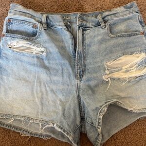 American Eagle Outfitters Light Blue Distressed Jean Shorts